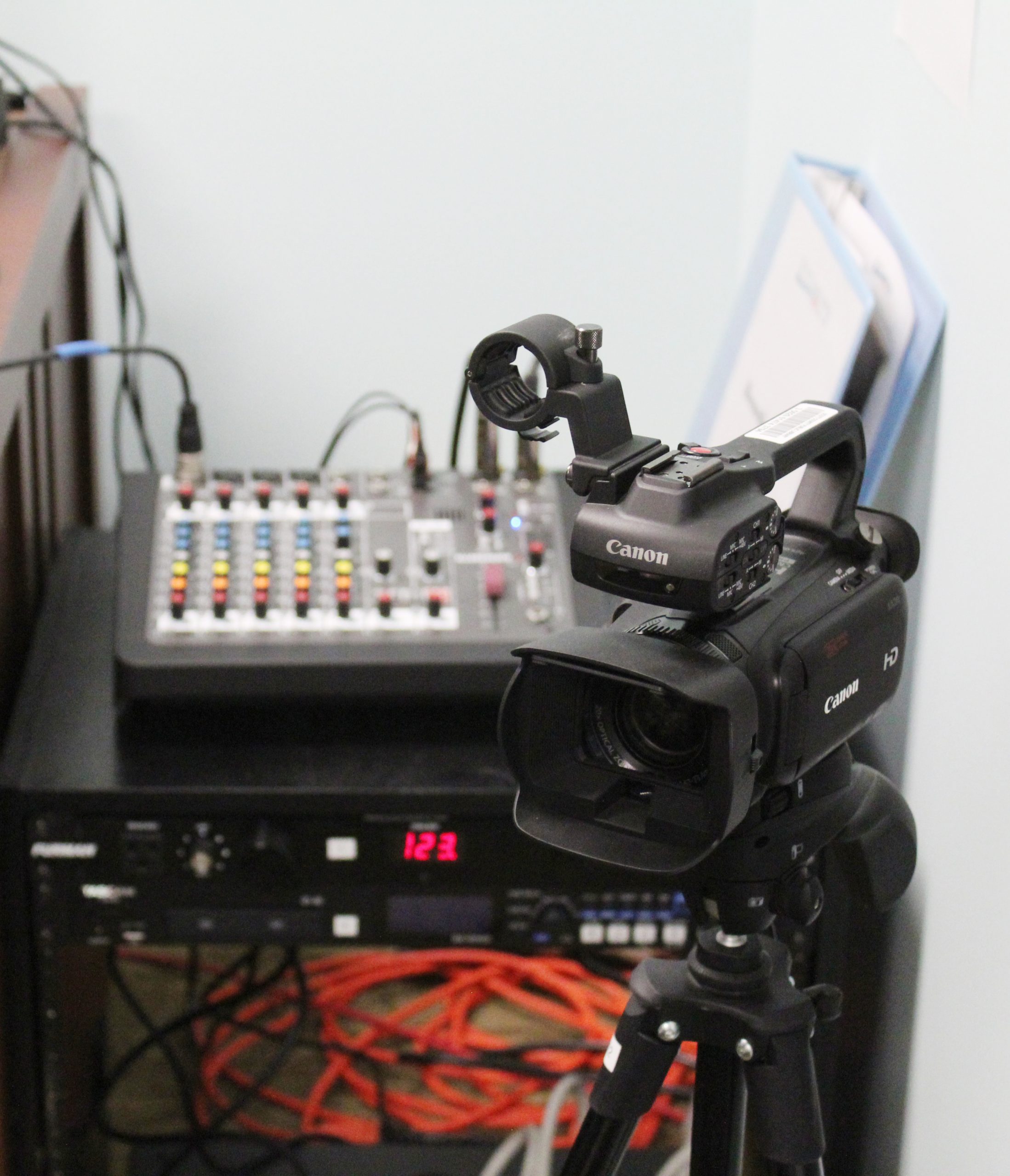 Recording studio equipment has variety of equipment