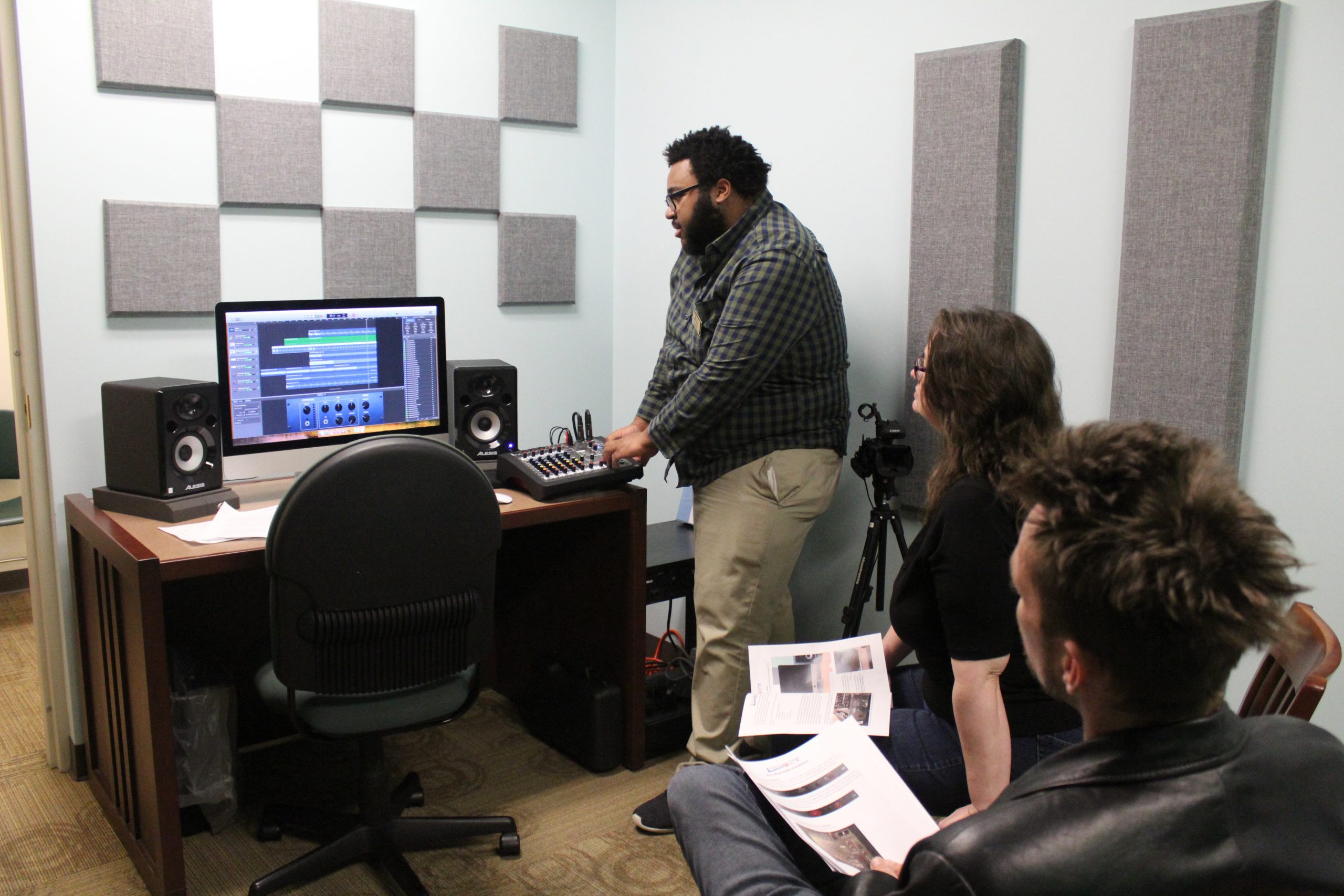 Recording Studio Orientation class located inside the library