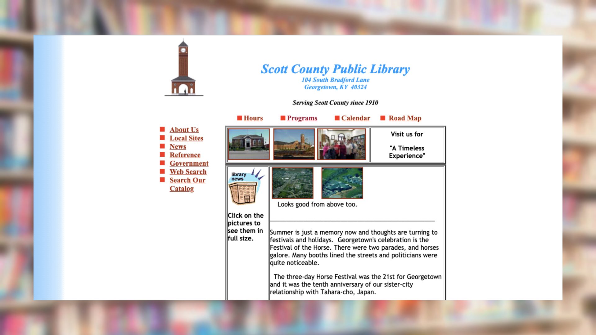 Scott County Public Library Archived Website in 2001