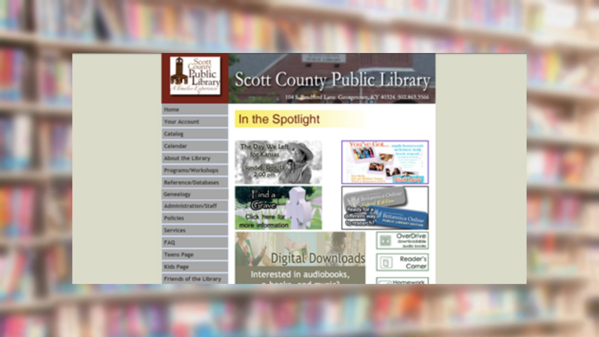 Scott County Public Library Archived Website in 2011