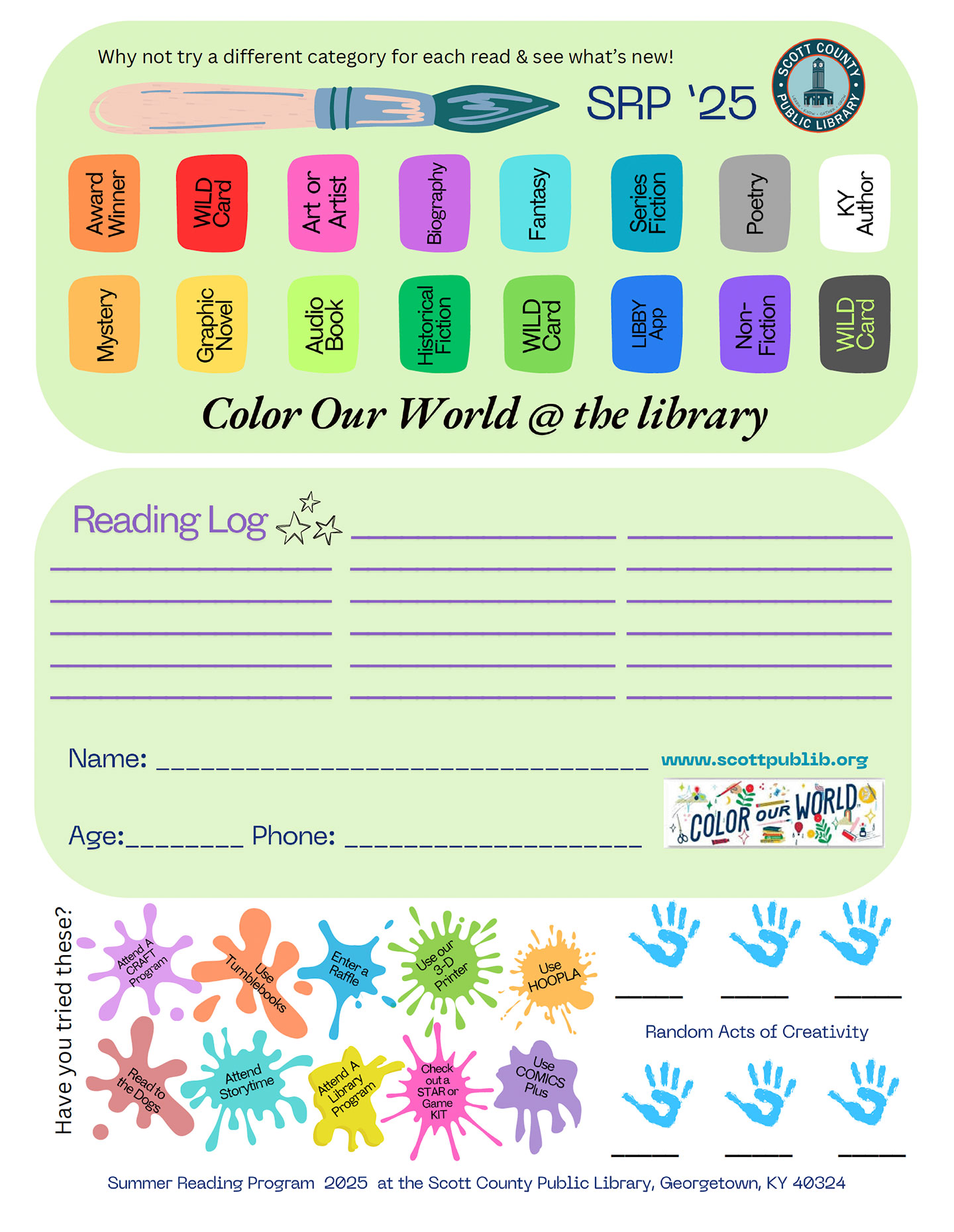 Children and Teen reading log for 2025
