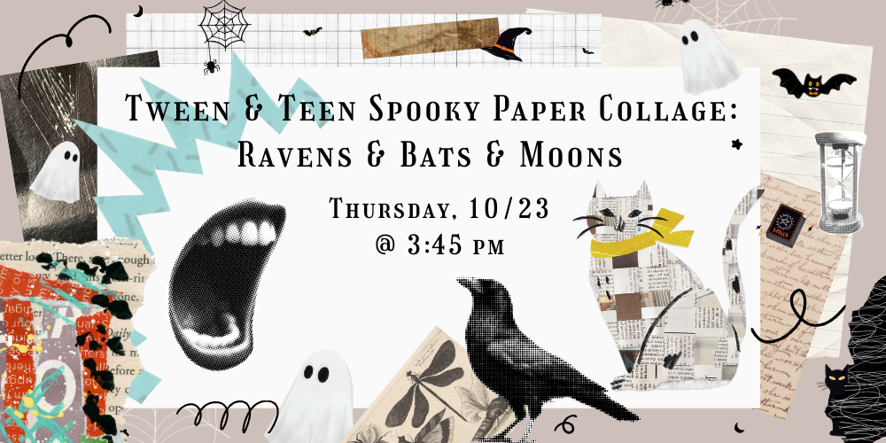 Tween & Teen Spooky Paper Collage: Ravens & Bats & Moons