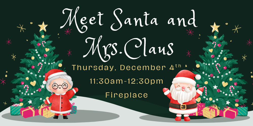 Santa & Mrs. Claus at the Fireplace for Photos