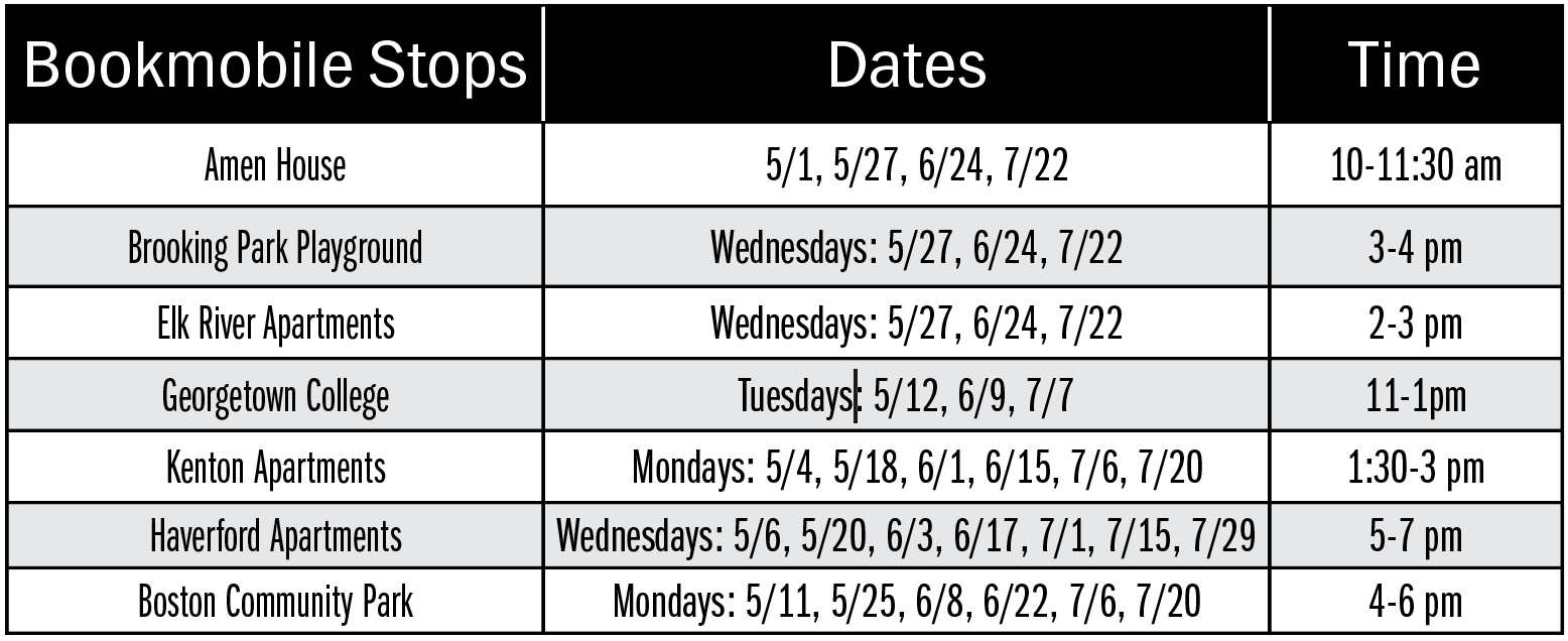 May-July bookmobile Schedule
