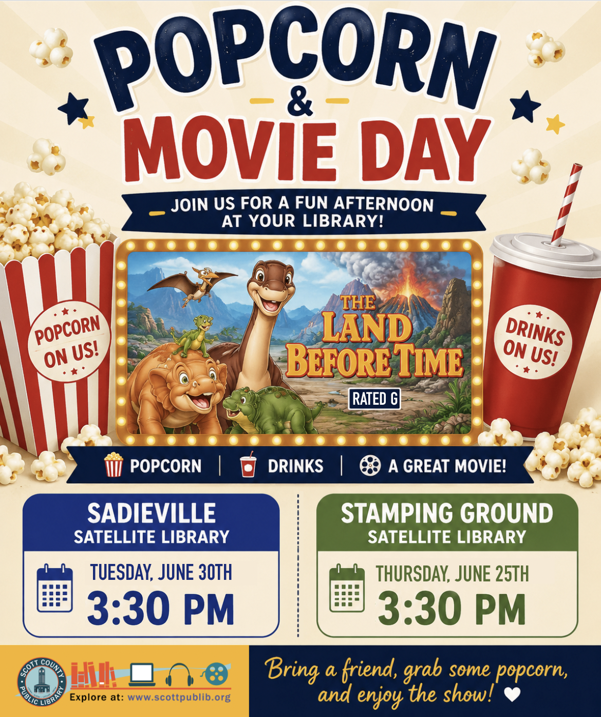 Popcorn and a movie at the satellite libraries